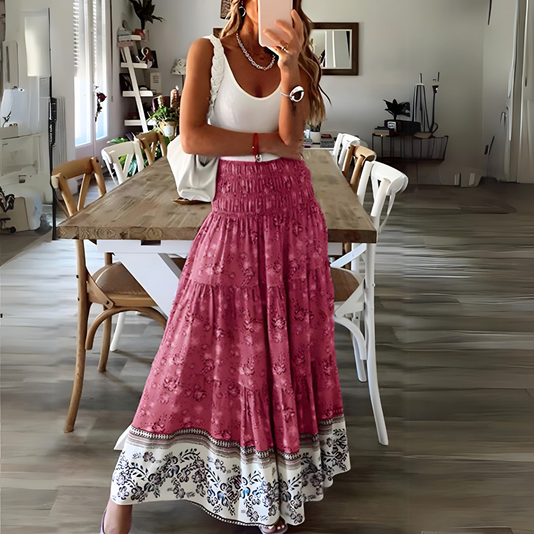 Frida - Casual Dames Boho Maxi Nederdel