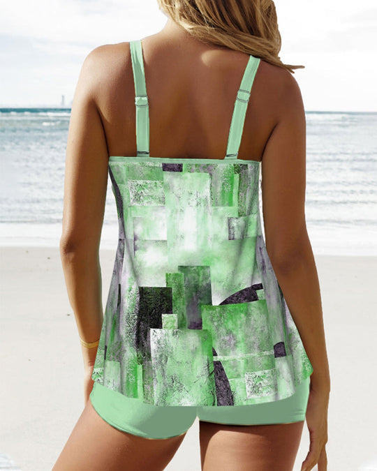 Tankini med stropper og print