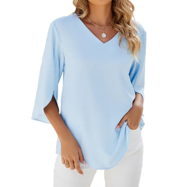 Cinthia | Elegant bluse med V-hals