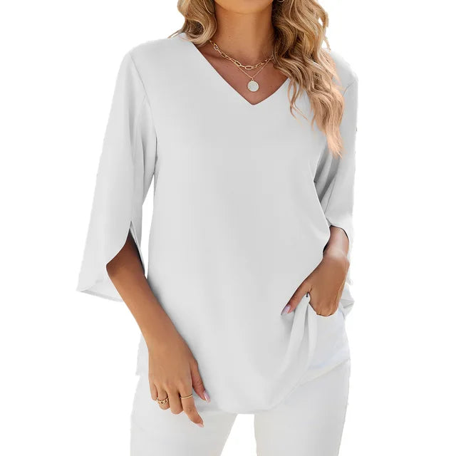 Cinthia | Elegant bluse med V-hals